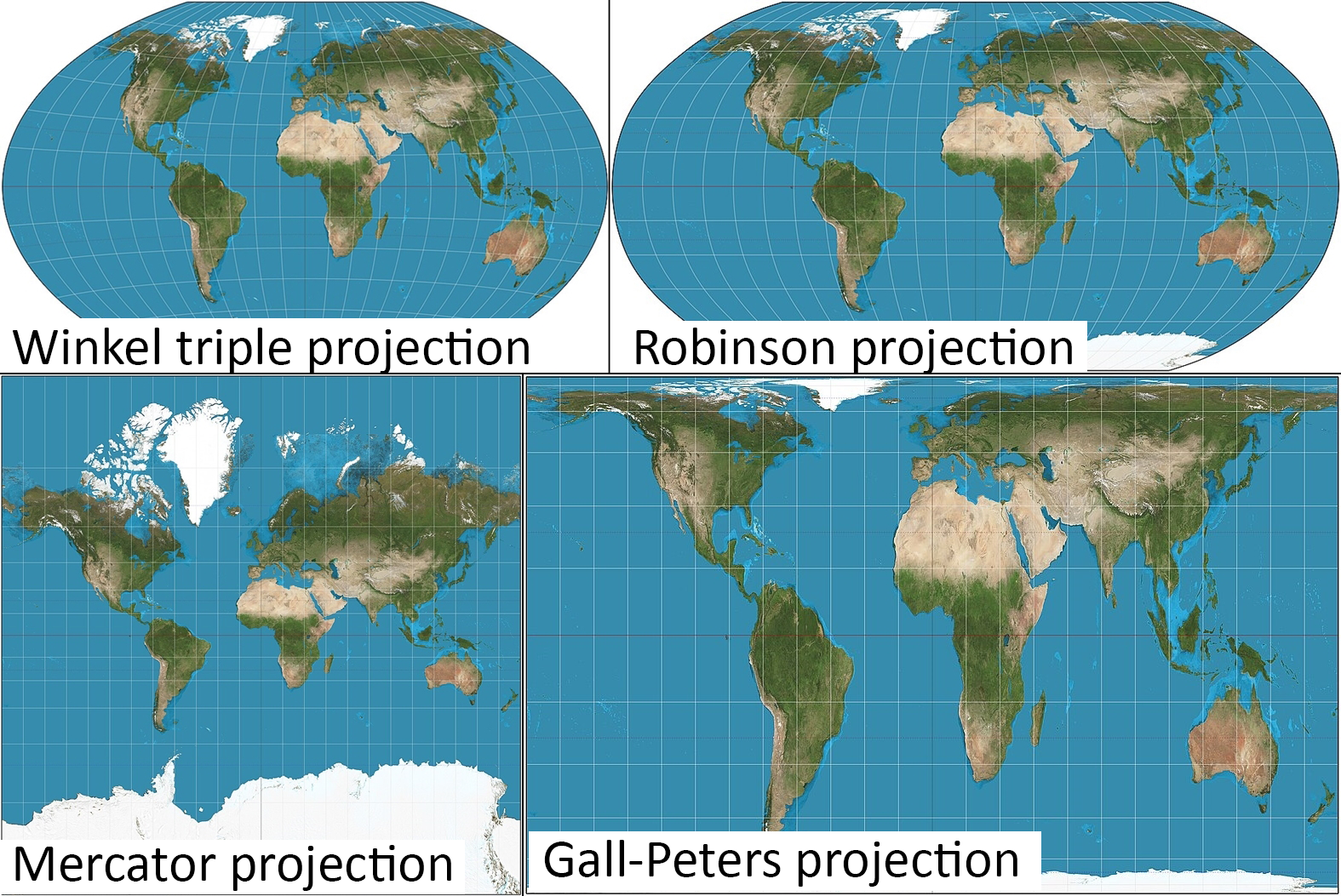 Four different map projections